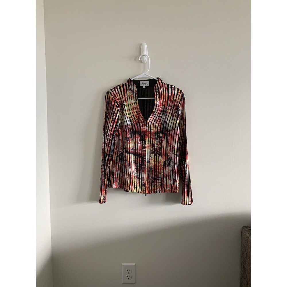 azita jacket women’s medium multicolor zip up bright striped track A-1004